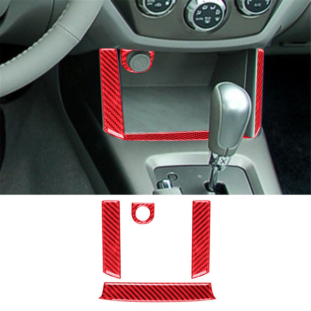 4Pcs Red Carbon Fiber Center Console Storage Trim for Subaru Forester 2009-2013