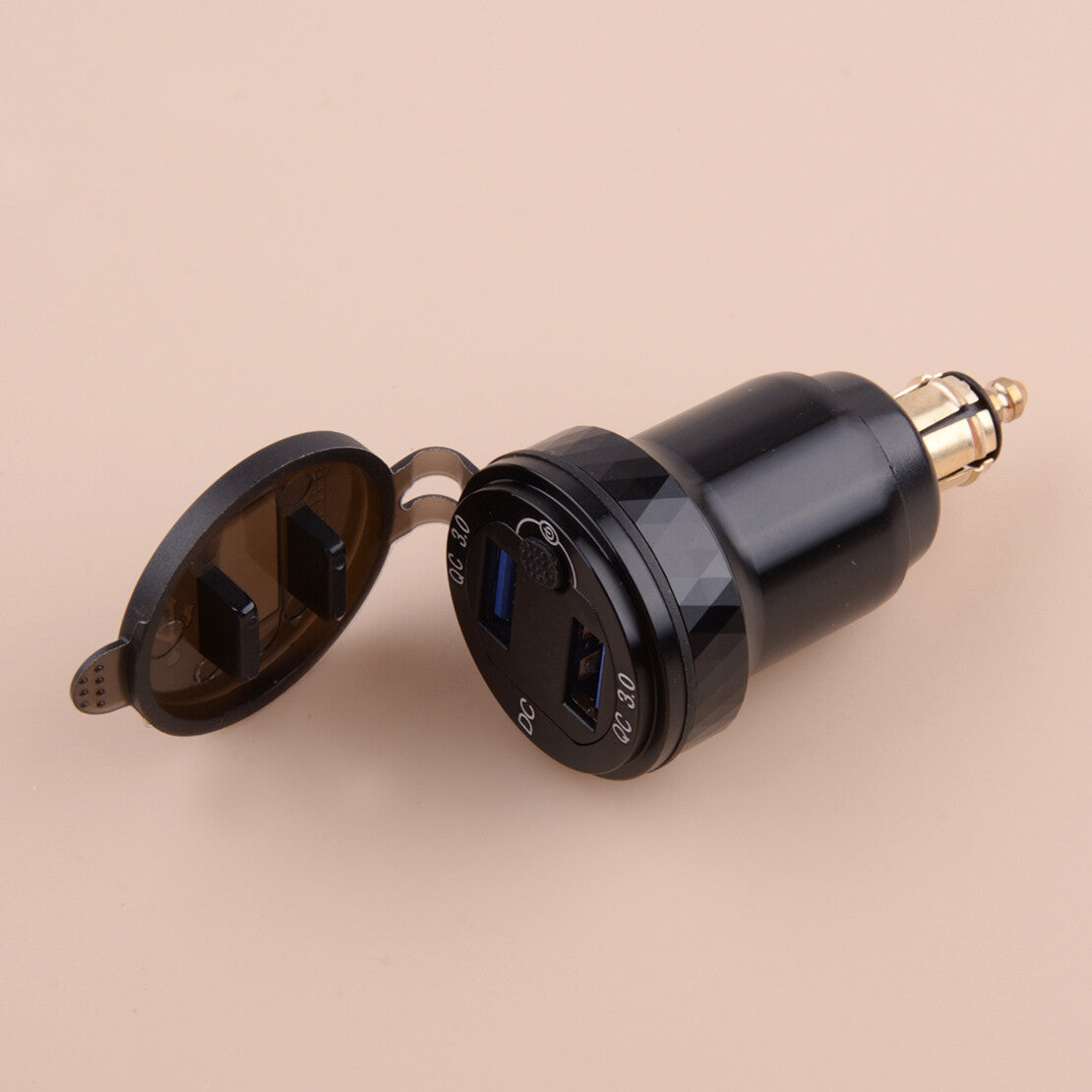 QC30 Dual USB Charger DIN Plug Socket Fits for Motorcycle v