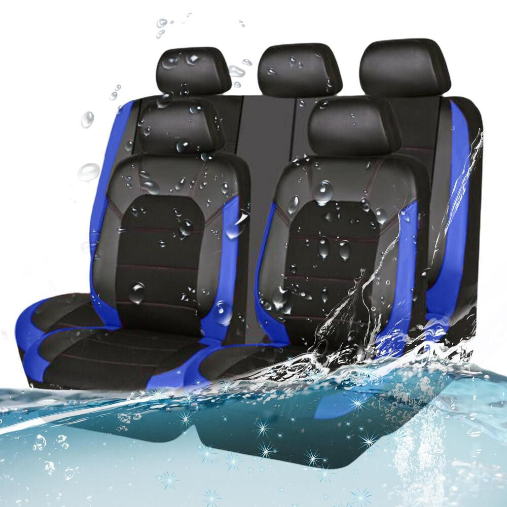 9x Car for Seat Cover PU Leather Interior Accessories Protector Full Set For 5-Sits