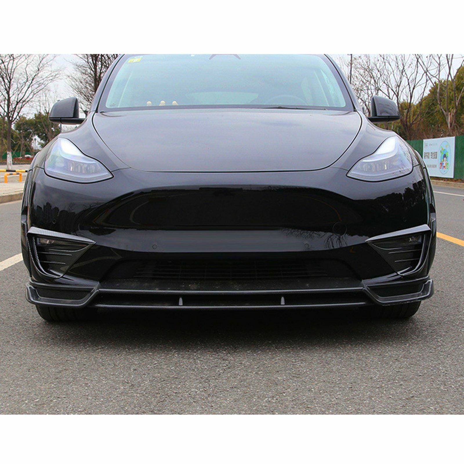 Carbon Fiber Front bumper Fog Light Spoiler Cover Trim for Tesla for Model Y 2020-23