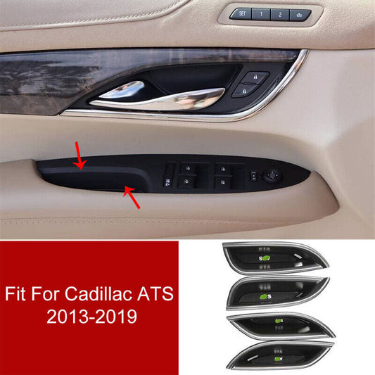4P ABS Matte Black Interior Door Storage Box Trim 4P for Cadillac ATS 2013-2019