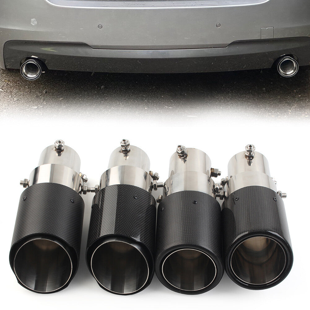 Tail Pipe Muffler Straight Exhaust System FITS Stainless Steel Carbon Fiber End Q