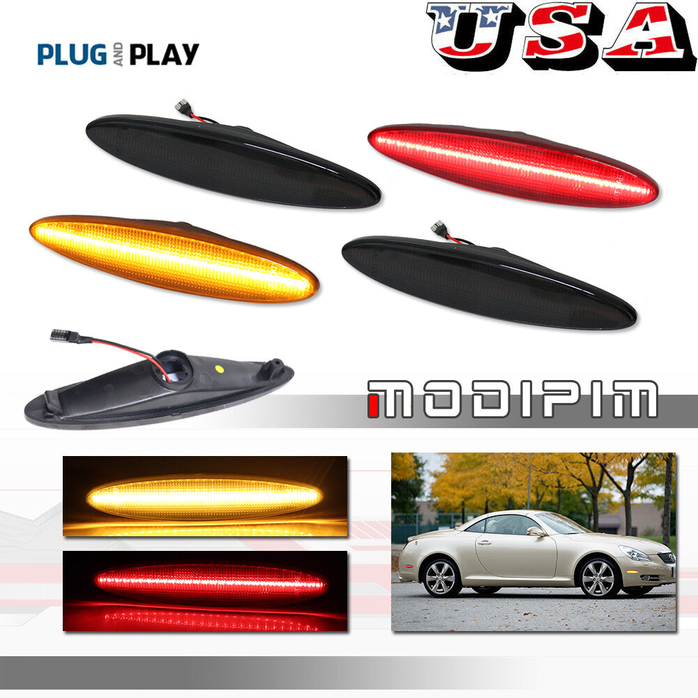 Smoked lens amber/red LED side marker light set suitable for 2002-2010 for Lexus SC430- v