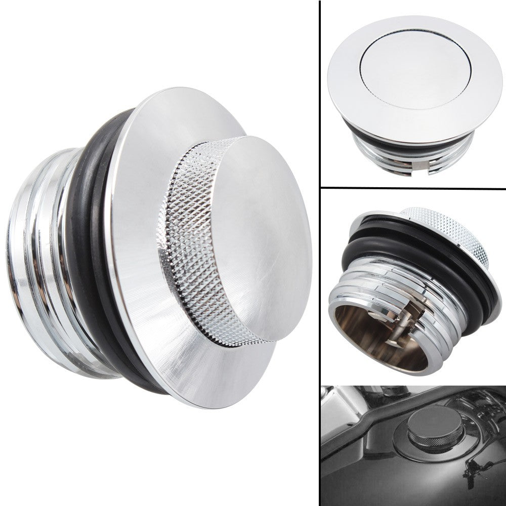 Chrome Flush Mount Pop Up Fuel Vented Tank Gas Cap for Harley Davidson 1988-2024 Q