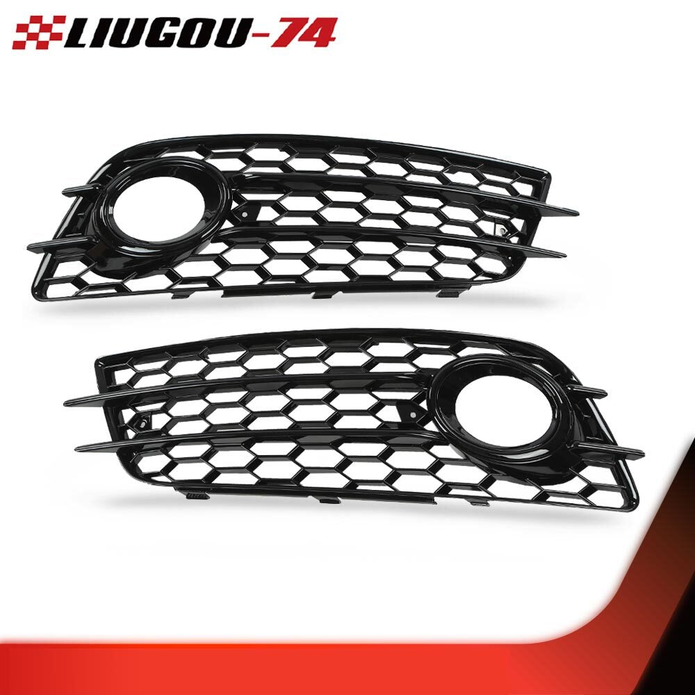 Fit Fit for Audi A4 B8 S S4 Bumper 08-12 Honeycomb Fog Lamp Cover Grille - v