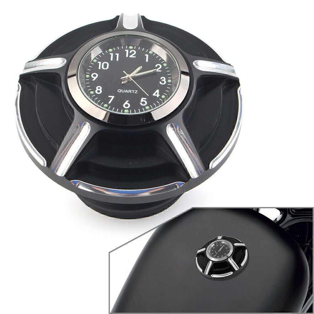 for Harley Dyna Softail Motorcycle Aluminum Fuel Tank Gas Cap Cover with Watch Q