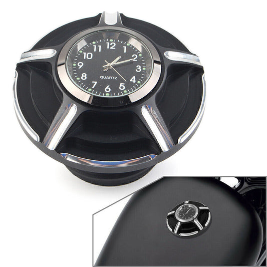 for Harley Dyna Softail Motorcycle Aluminum Fuel Tank Gas Cap Cover with Watch Q