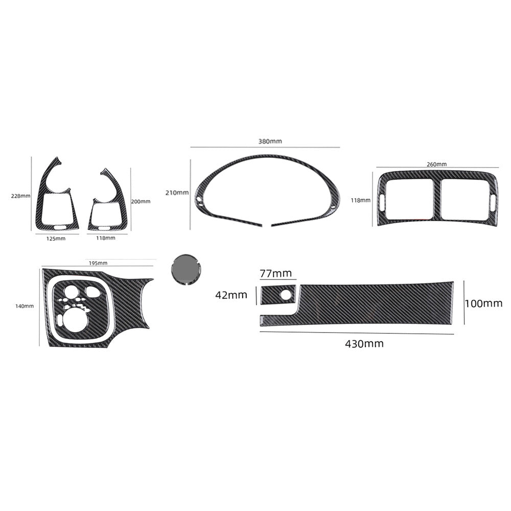 11Pcs Carbon Fiber Interior Dashboard Set Trim Kit for Benz C Class W203 2005-07