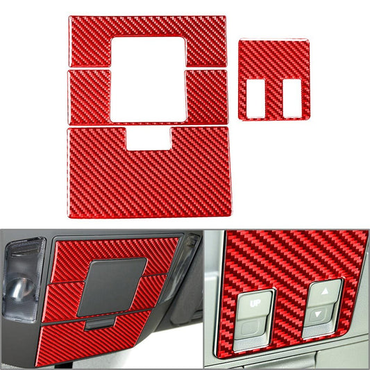 4PCS Reading Light Panel Cover Trim for Toyota Tundra 2014-2021 Carbon Fiber Red