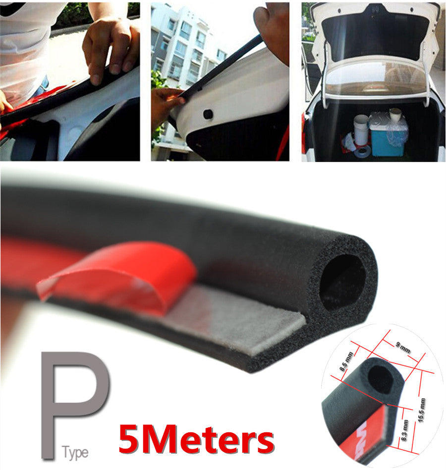 5M P Shape Seal Strip Waterproof Weatherstrip Flexible Rubber Fit For Car Truck