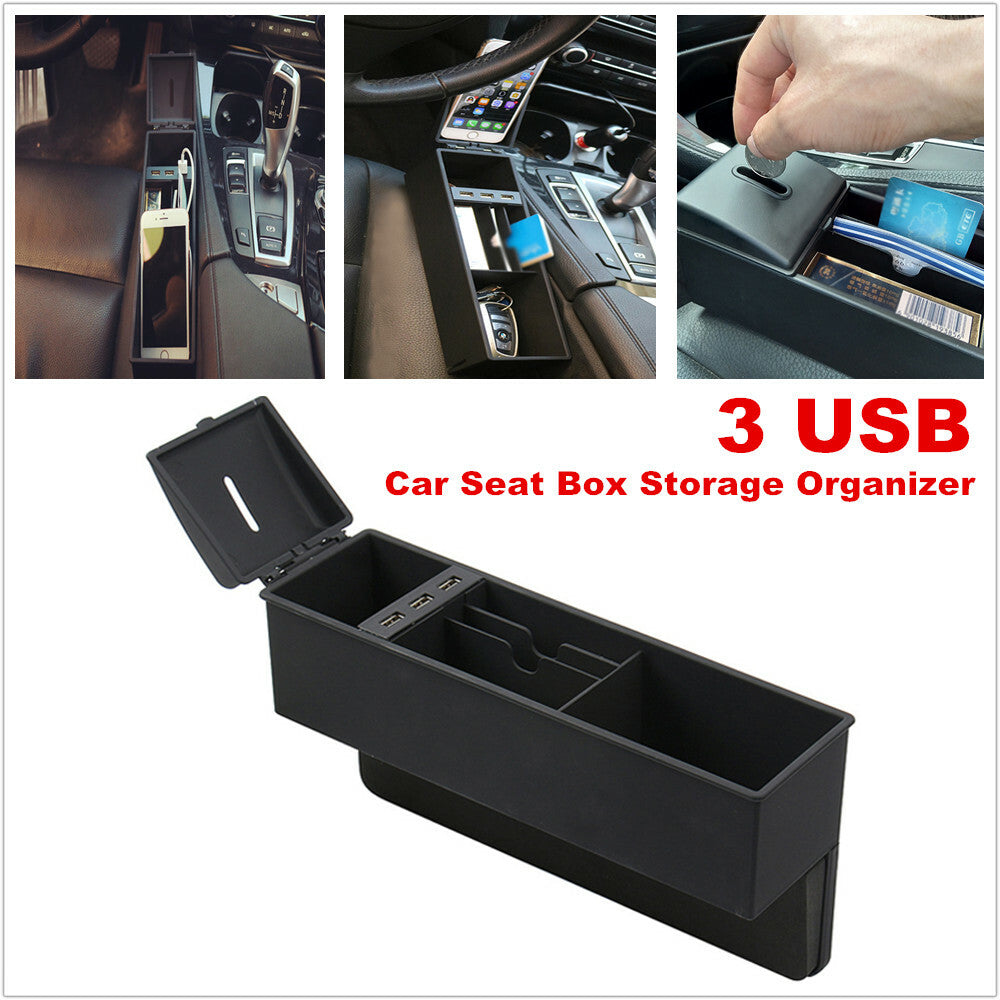 1pc 3 USB Rechargeable Car for Seat Organizer Box with Cracks, GAP Pocket-Sized Storage Box n