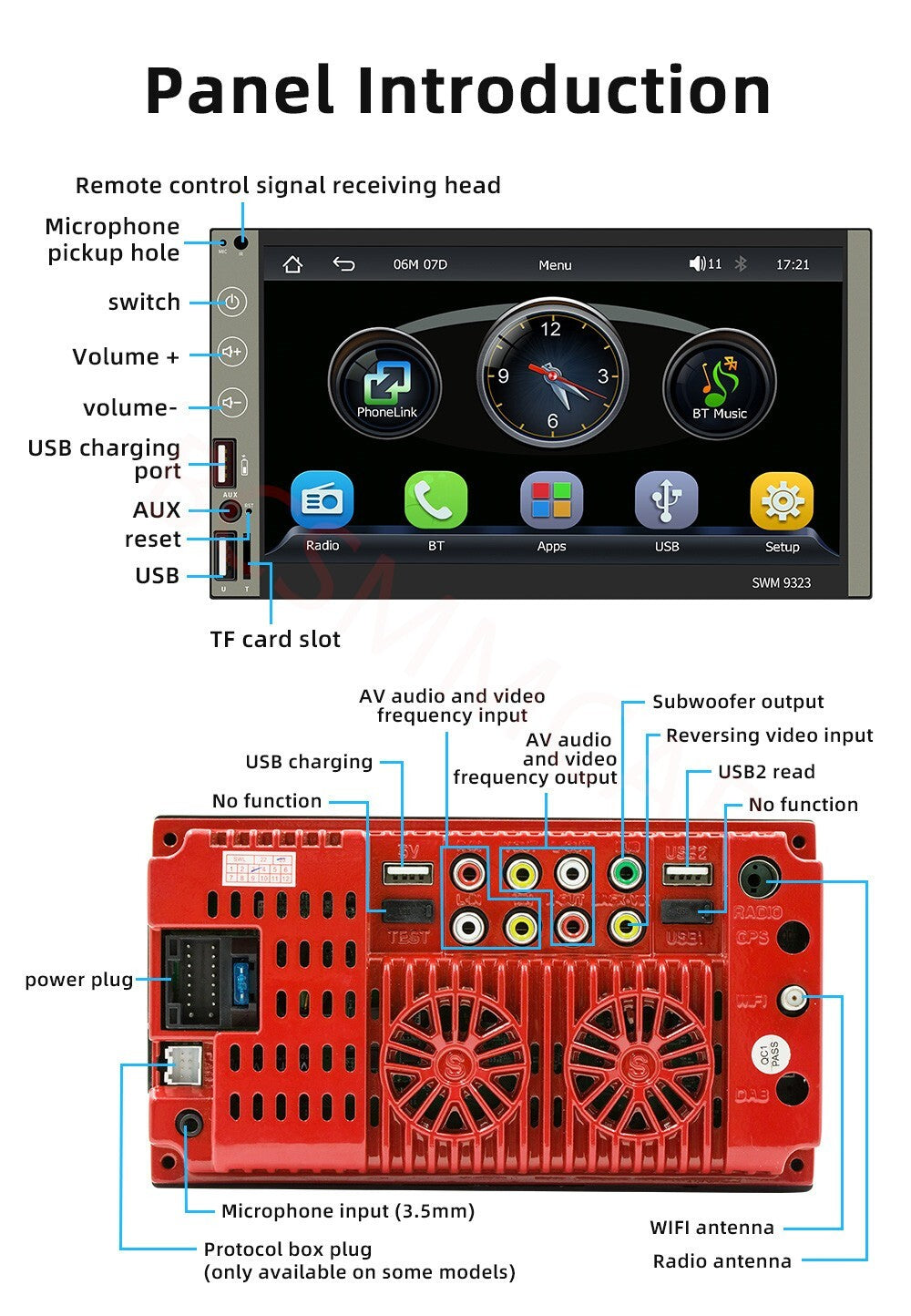 7in Car Stereo Radio For Apple Carplay Android Auto Player USB Multimedia Camera