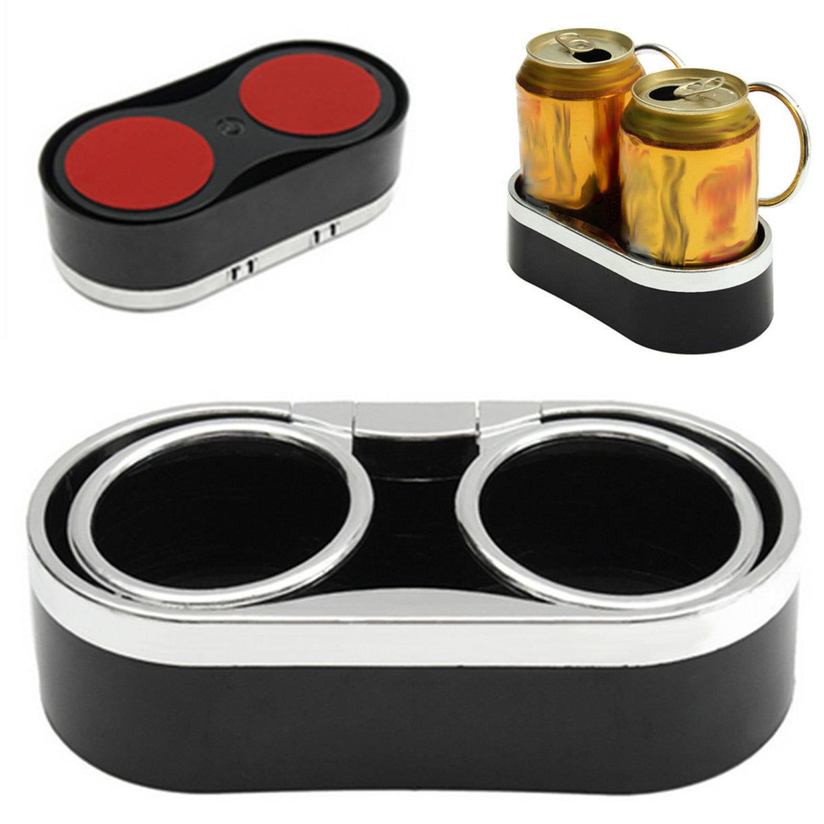 1x Dual Cup Holder Fits For Car Truck Interior Black Center Console Accessories Q