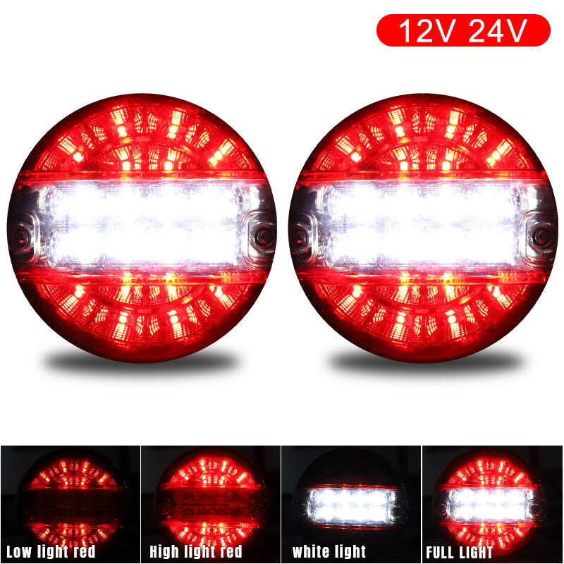 2x 5.5 Round Bus Truck RV Trailer Tail Lights LED Stop Brake Turn Signal Light