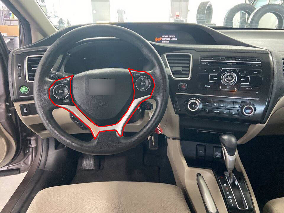 Carbon Fiber Interior Steering Wheel Frame Cover Trim for Honda for Civic 2012-15