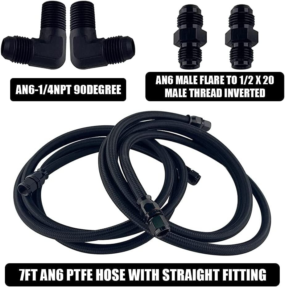6AN PTFE transmission cooler hose connector, nylon stainless steel braided wire