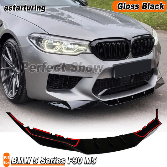 Fit for BMW 5Series F90 M5 2018-20 Gloss Black Front Bumper Lip Spoiler Splitter