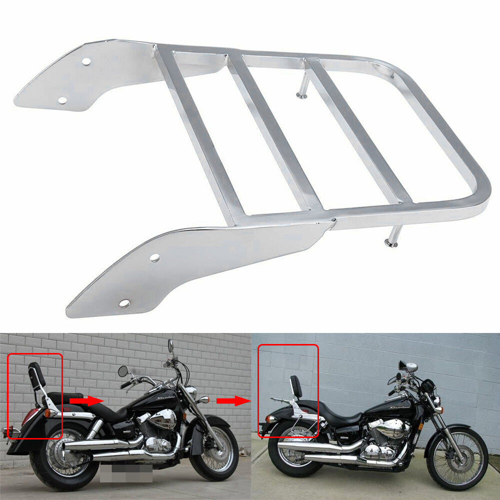 Chrome Sissy Bar Luggage Rack Fits for Honda Shadow Steed VLX 600 Spirit 750 01-08
