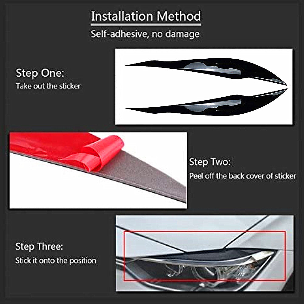 2 For 12-18 for BMW 3 Series F30/F31 Gloss Black Headlight Eyebrow Eyelid Cover Trim