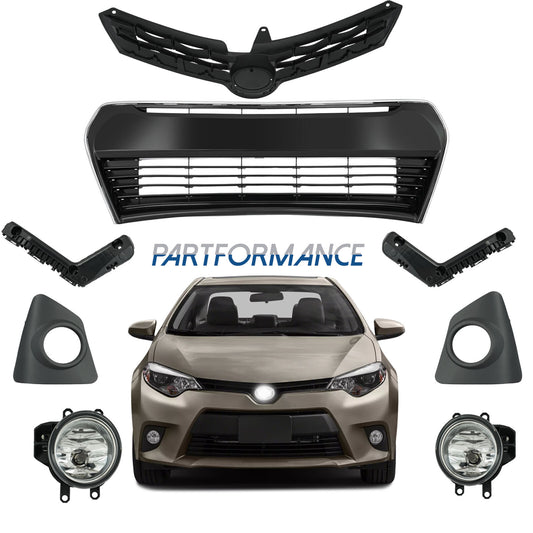 Upper Grille Lower Bumper Grill Light + Fog Light for 2014 - 2016 for Corolla S- v