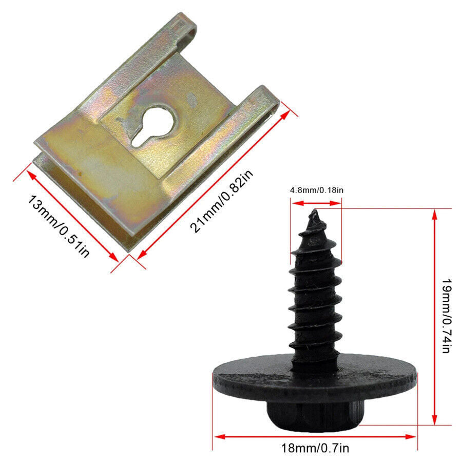 40 Pcs Car Engine Guard Metal Screw U-shape Clip US Ship for BMW E46 E92 E90 F10 Q