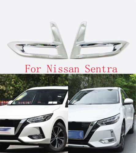 Chrome ABS Front Fog Light Lamp Cover Trims Molding for Nissan Sentra 2020-2023