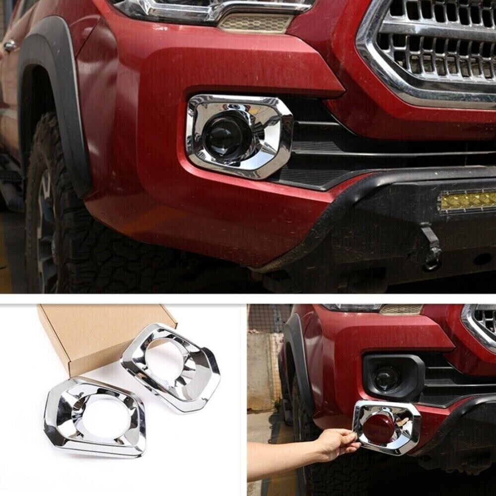 2pcs/set ABS Chrome Front Fog Light Lamp Trim Fit for Tacoma 2016-2023 n