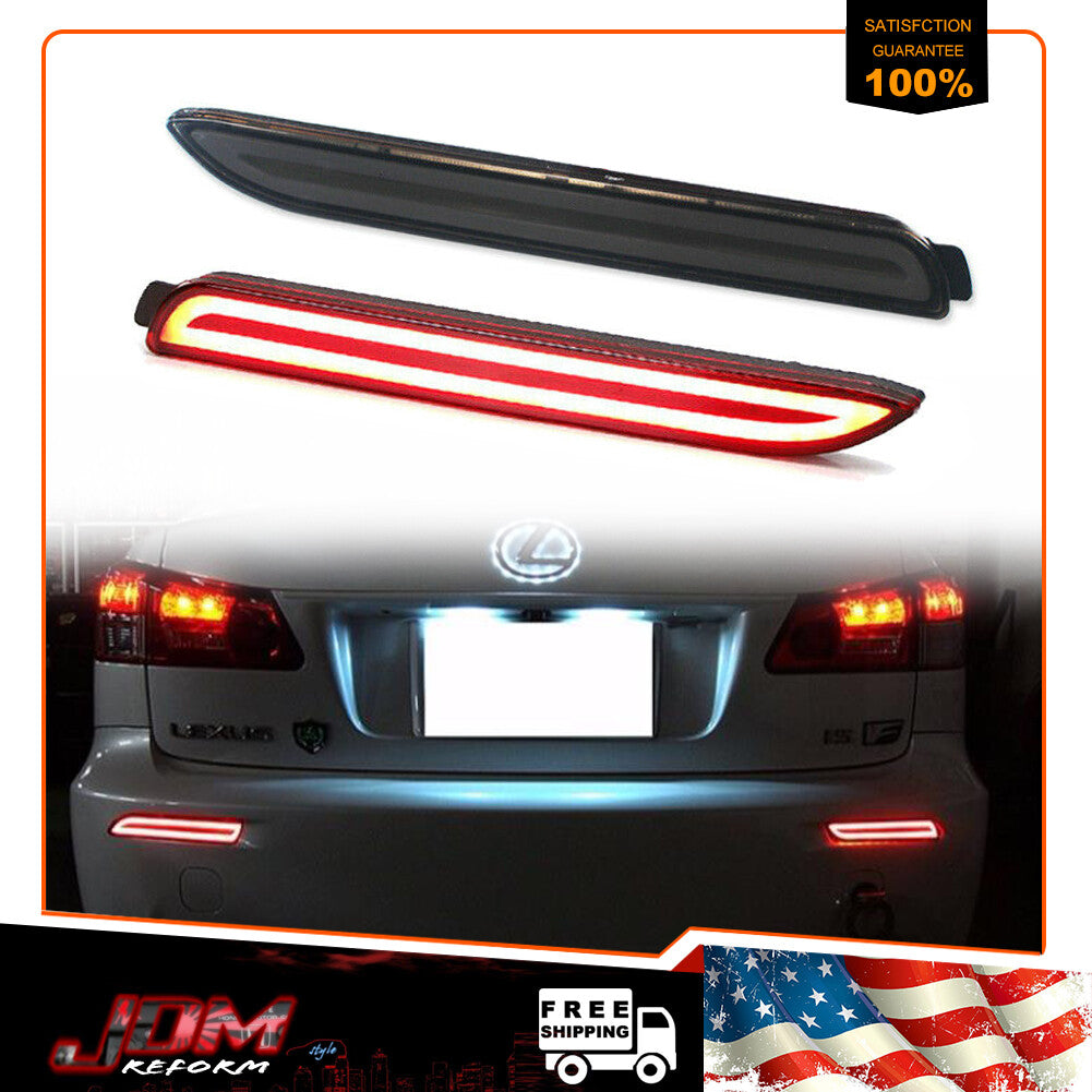 Smoked Lens LED Rear Bumper Reflector Brake Tail Light for 99-17 for Lexus and for - v