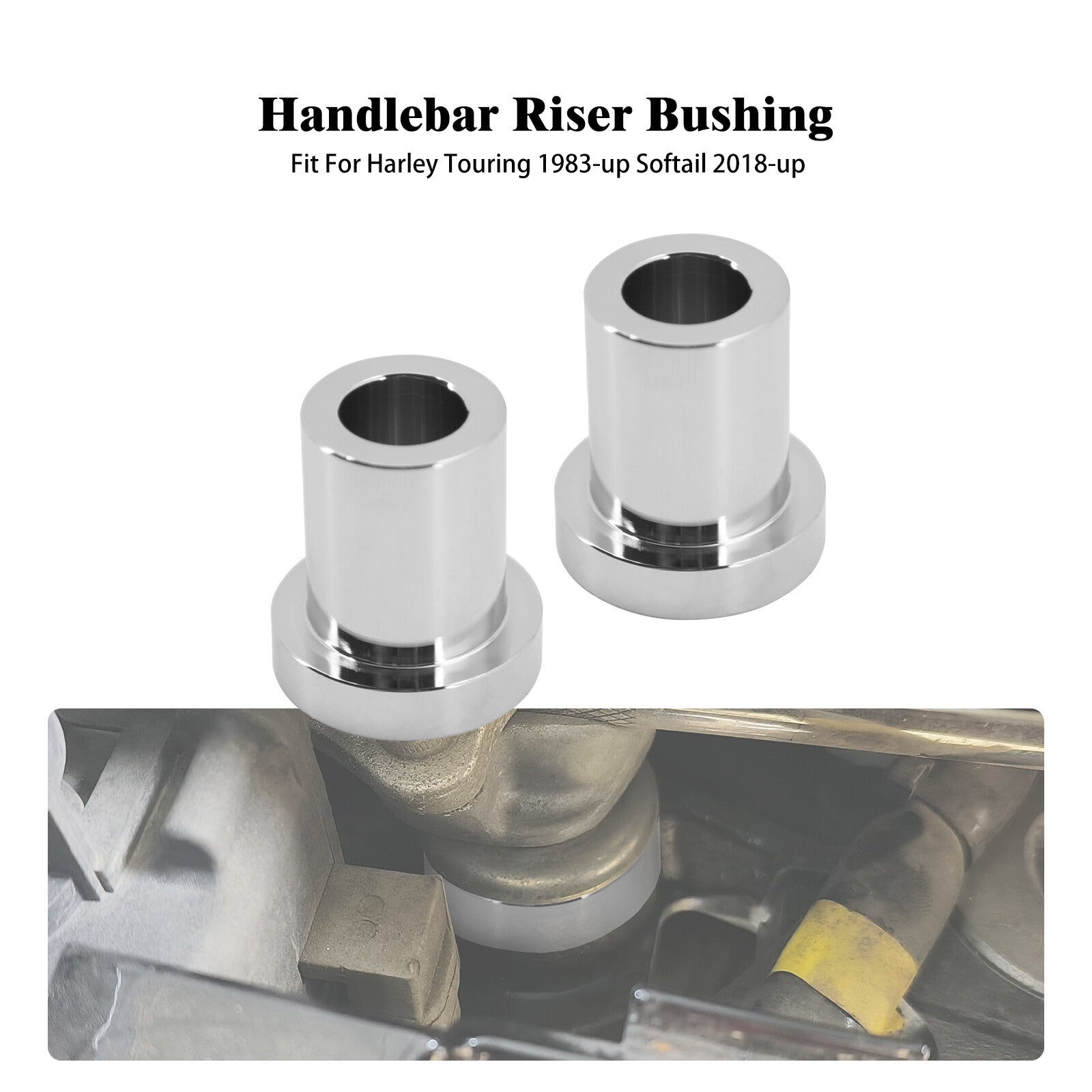 Chrome Handlebar Riser Bushings Kit Fit for Harley Softail 2018-Up Touring 83-Up Q