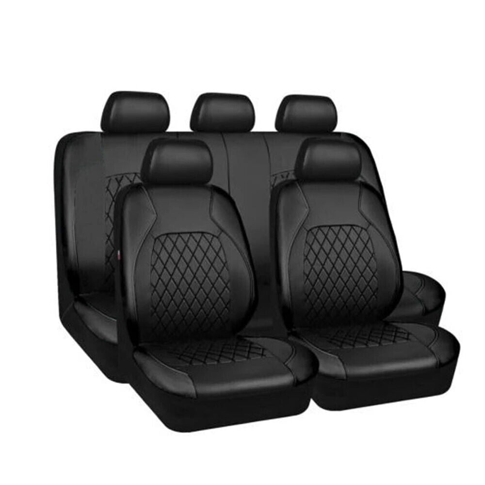 Leather 5-Sits Car for Seat Covers Front Rear Full Set Interior Cushion Black New n