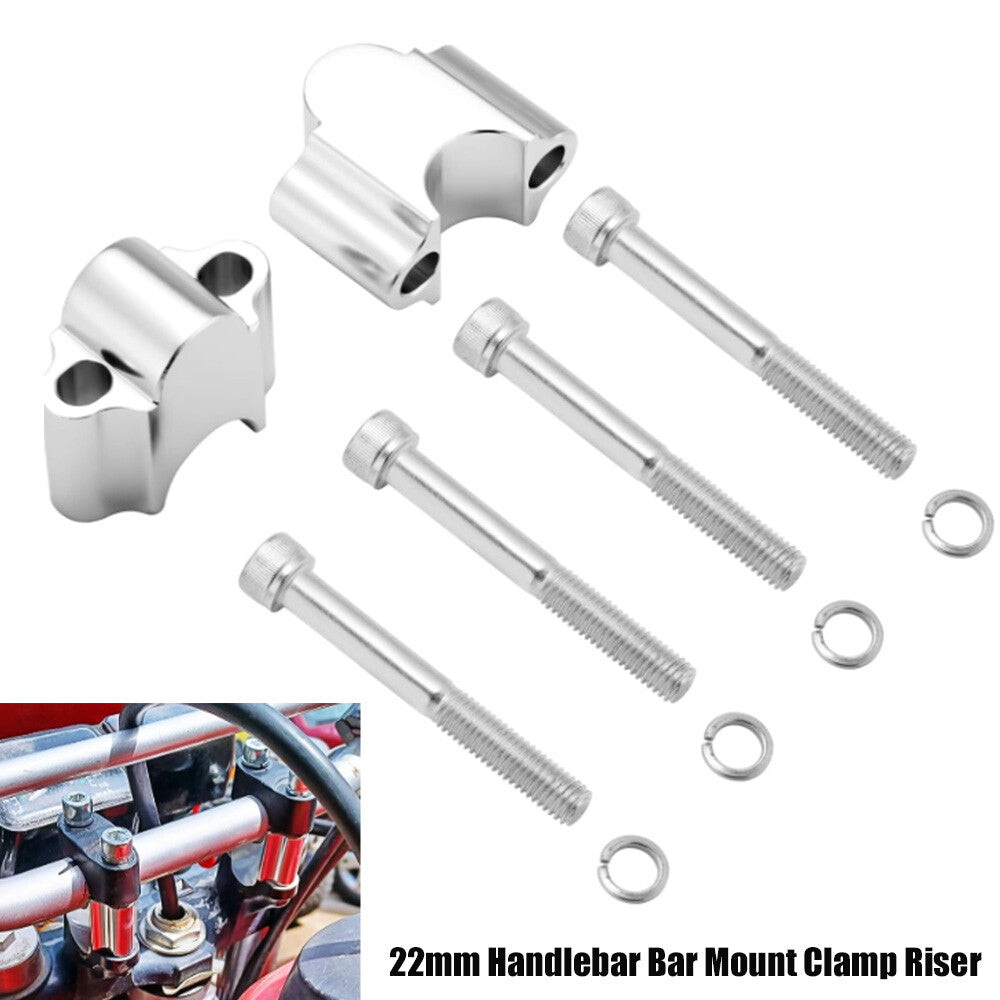 A pair of 7/8 inch handlebar mounting clamps, 22 mm, suitable for Harley-Davidson and for Honda GM. n
