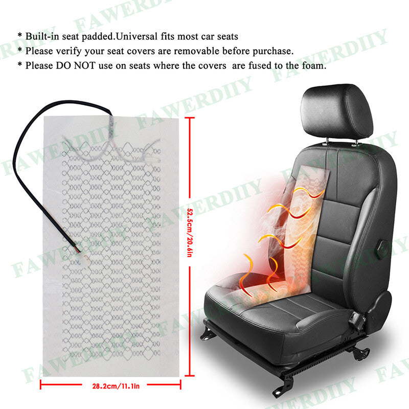 Universal 12V Car for Seat Heater Kit Carbon Fiber heating pad with 3-Level Switch Q