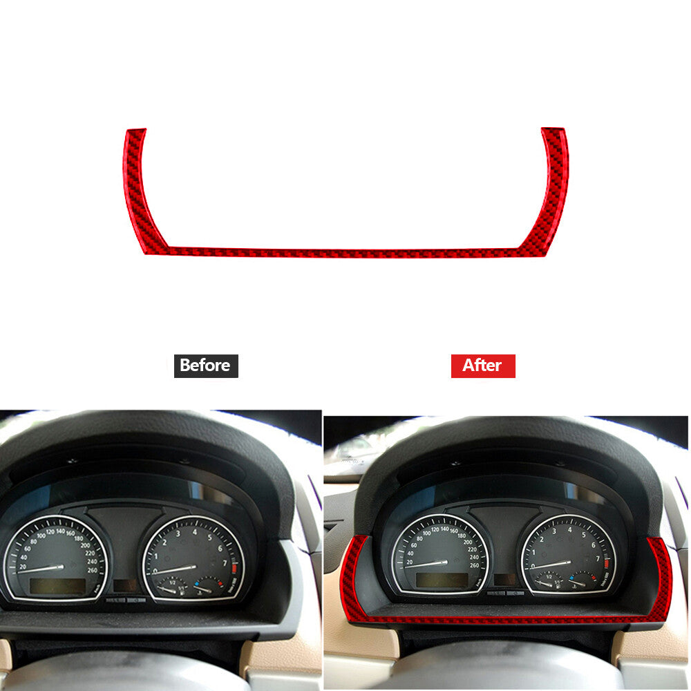 Red Carbon Fiber Lower Speedometer Trim for Bmw X3 2004-2010