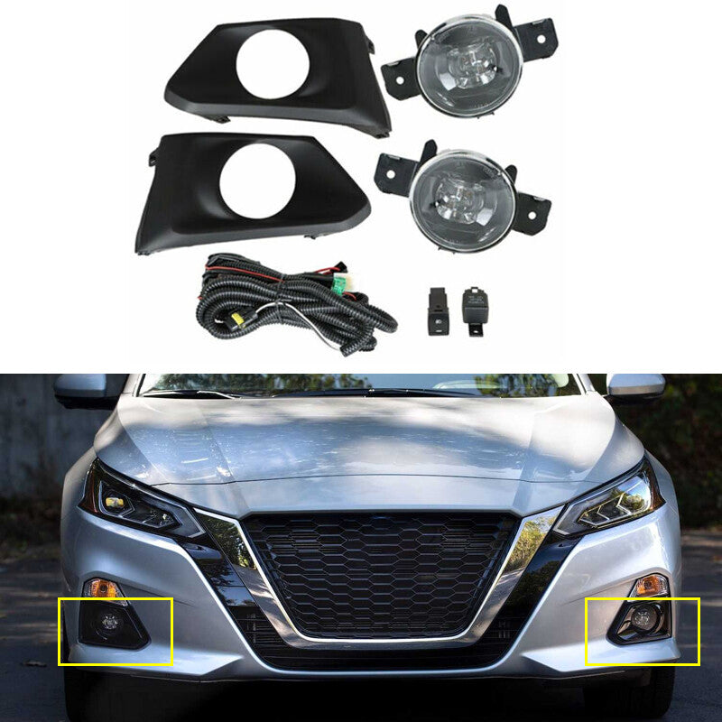 For Altima 2019-2021 1 Set LED Fog Lights Bumper Lamps Wiring Switch Kits v