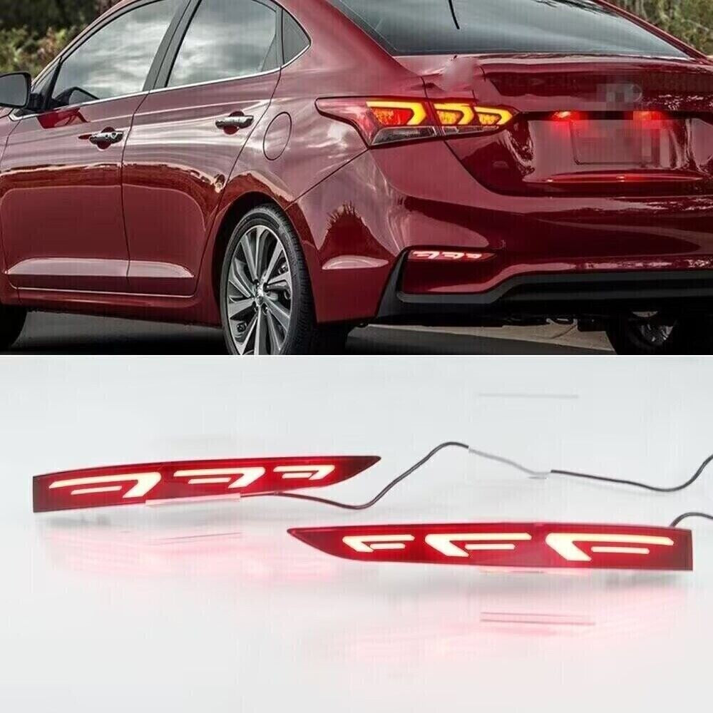 for Hyundai Accent 2018-2019 Square Rear Bumper Decors Lamp Led Brake Light New n