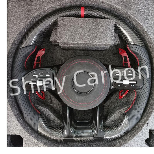 carbon fiber steering wheel suitable for Mercedes -AMG C63, E63, G63 GT, S63, CL63, GLE, G550.