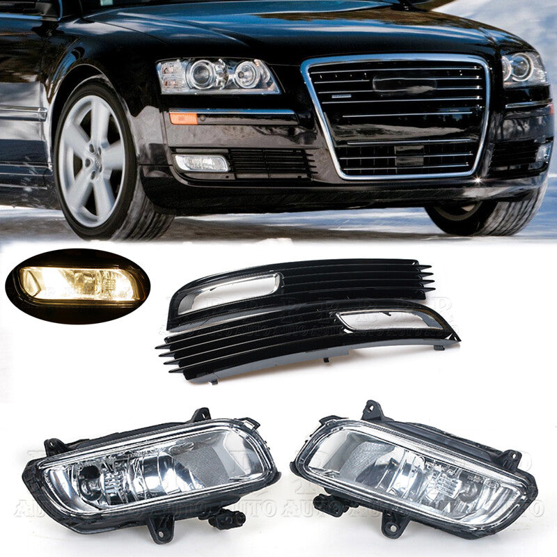 1 Set for Audi for A8 QUATTRO for A8 D3 2008-2010 Fog Lights Front Bumper Grille Cover