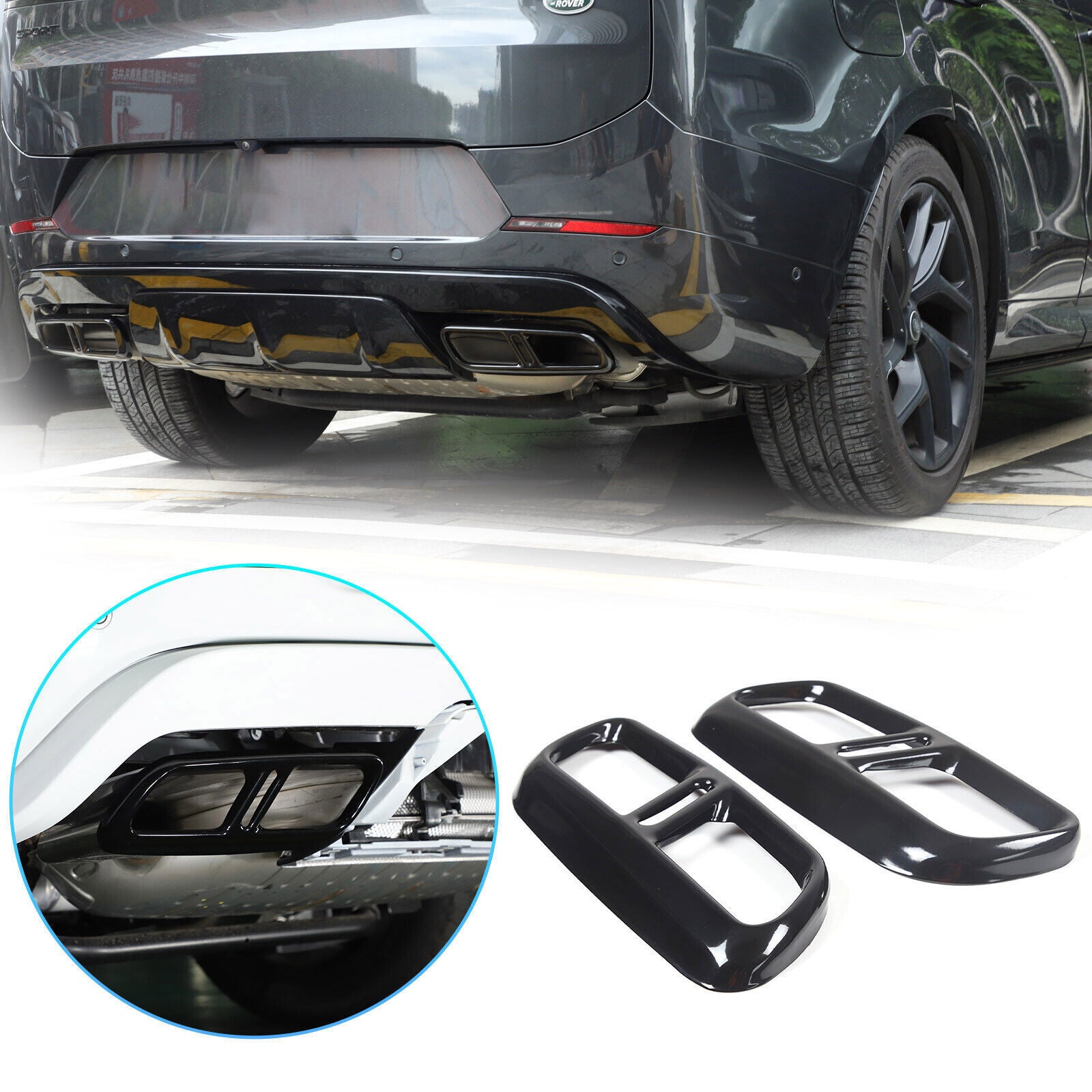 Black Steel Exhaust Pipe Tail Throat Cover Trim For LR for Range Rover Sport 2023+ B n