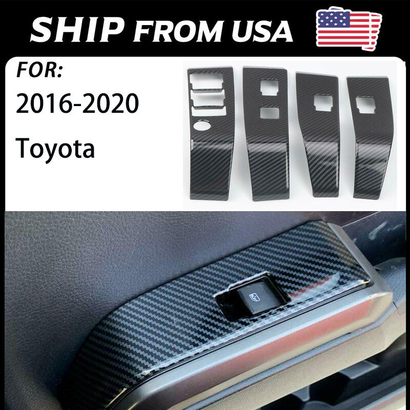 Carbon fiber window switch control panel trim cover for Tacoma 2016-22 n
