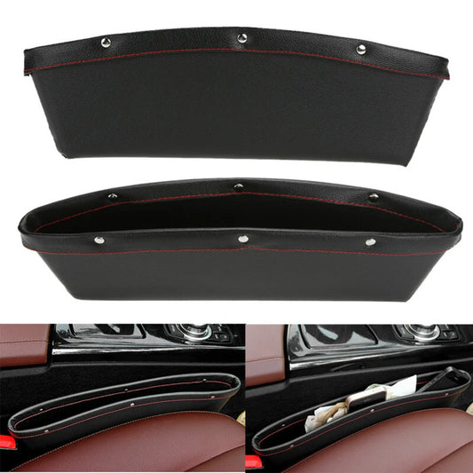 2x Black PU Leather Car for Seat Slit Gap Storage Organizer Pocket Filler Holder Bag