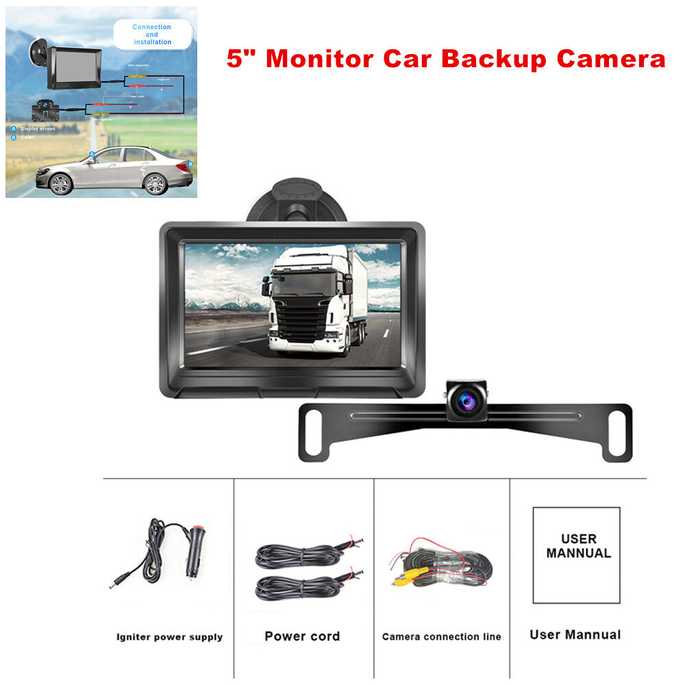 5-inch display for backup in-vehicle camera and rearview monitor screen for parking and reversing system - n