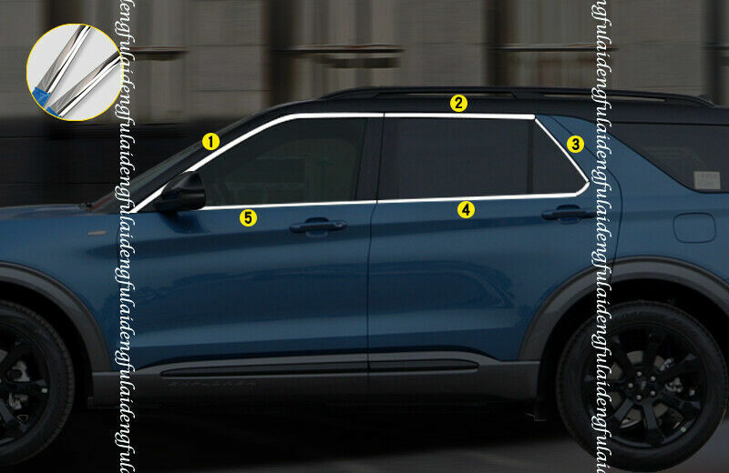 10P for Ford Explorer 2020-2022 Chrome Full Window Sill Molding Strip Cover Trim