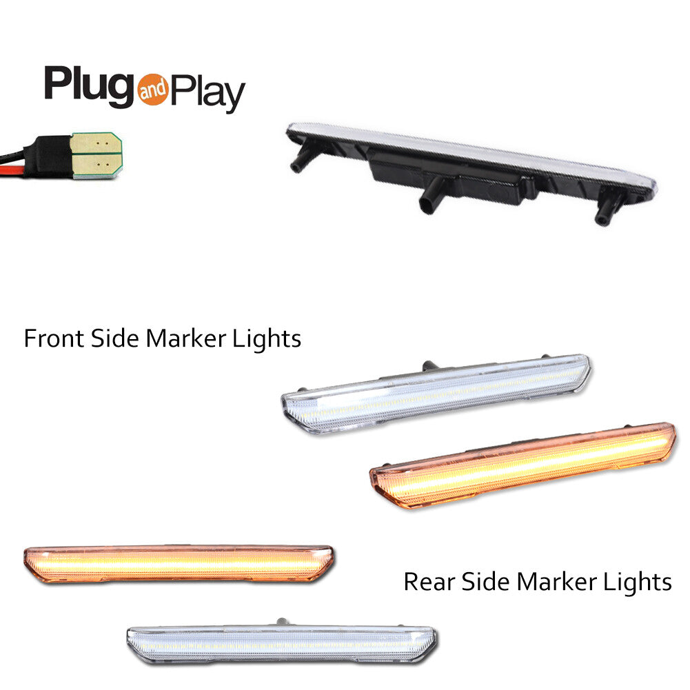 Pack Clear F/R Amber LED Side Marker Lights for 2020 - 2024 for GMC for Sierra 2500 3500HD - v