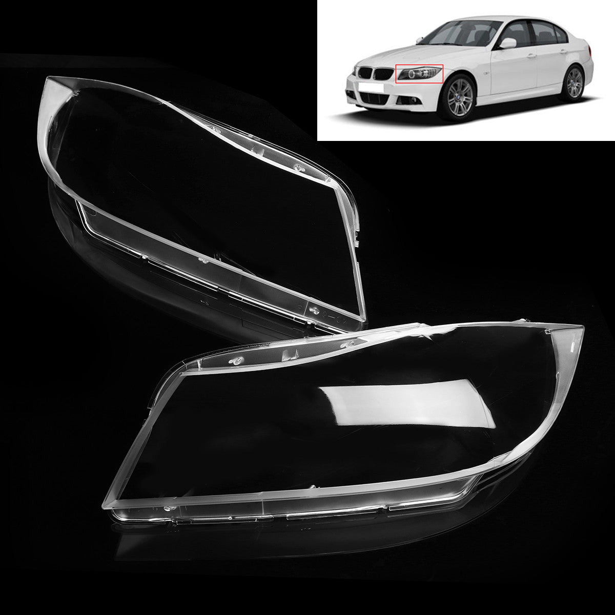 LR Xenon Headlight Headlamp Clear Lens Cover for BMW 3 E90 E91 Sedan 2005-2012