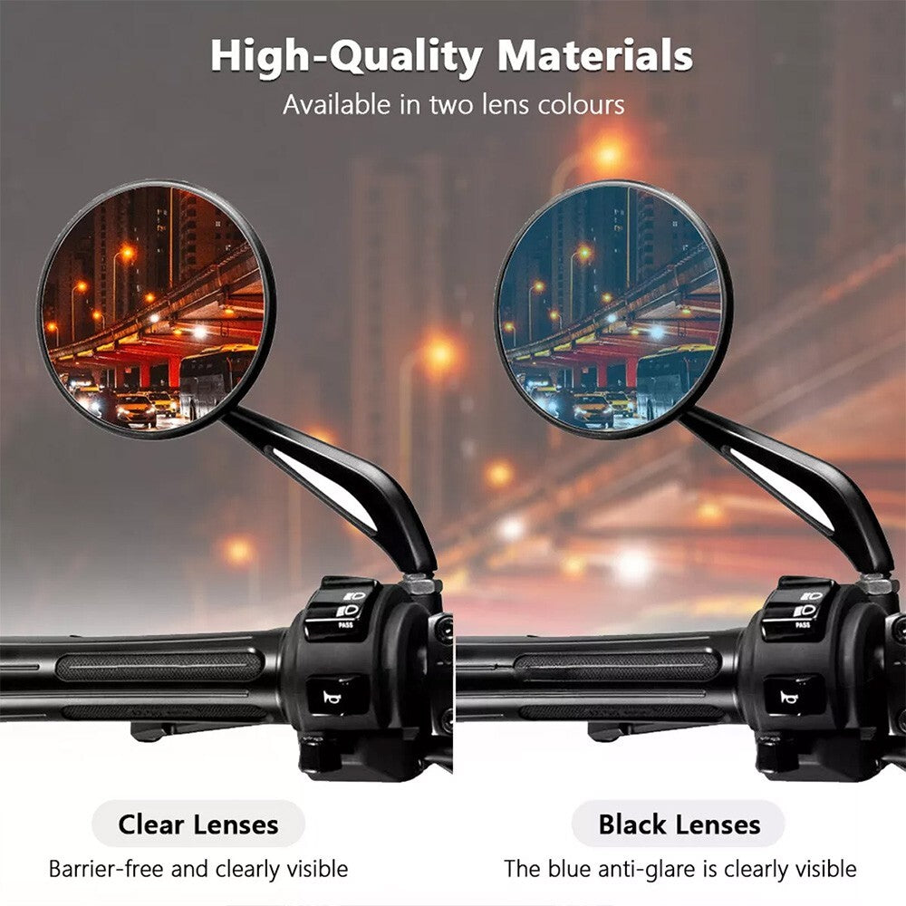 Motorcycle Round Side Mirrors Long Stem Black Rearview HD for Kawasaki W800
