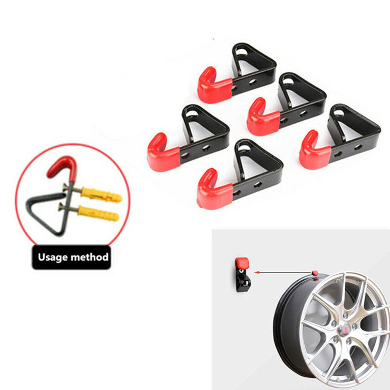 5Pcs Metal Car Tire Wheel Rim Hub Hanging Metal Hook Holder Wall Mounted Hook