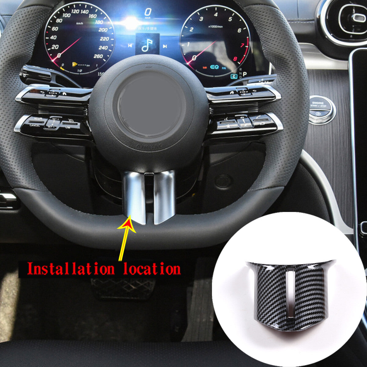 1-piece U-shaped steering wheel cover trim for C-Class 2022 n