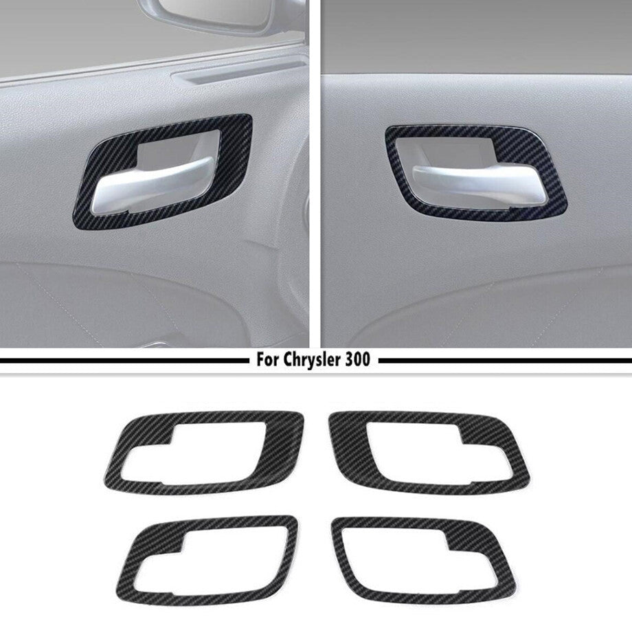 For 11-23 for Chrysler 300/ for Dodge Charger Carbon Interior Door Handle Bowl Trim Cover v