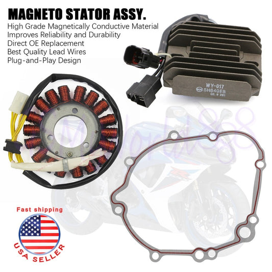 Fit for Suzuki GSXR 600 750 2006-07 Magneto Coil Stator+Voltage Rectifier+Gasket