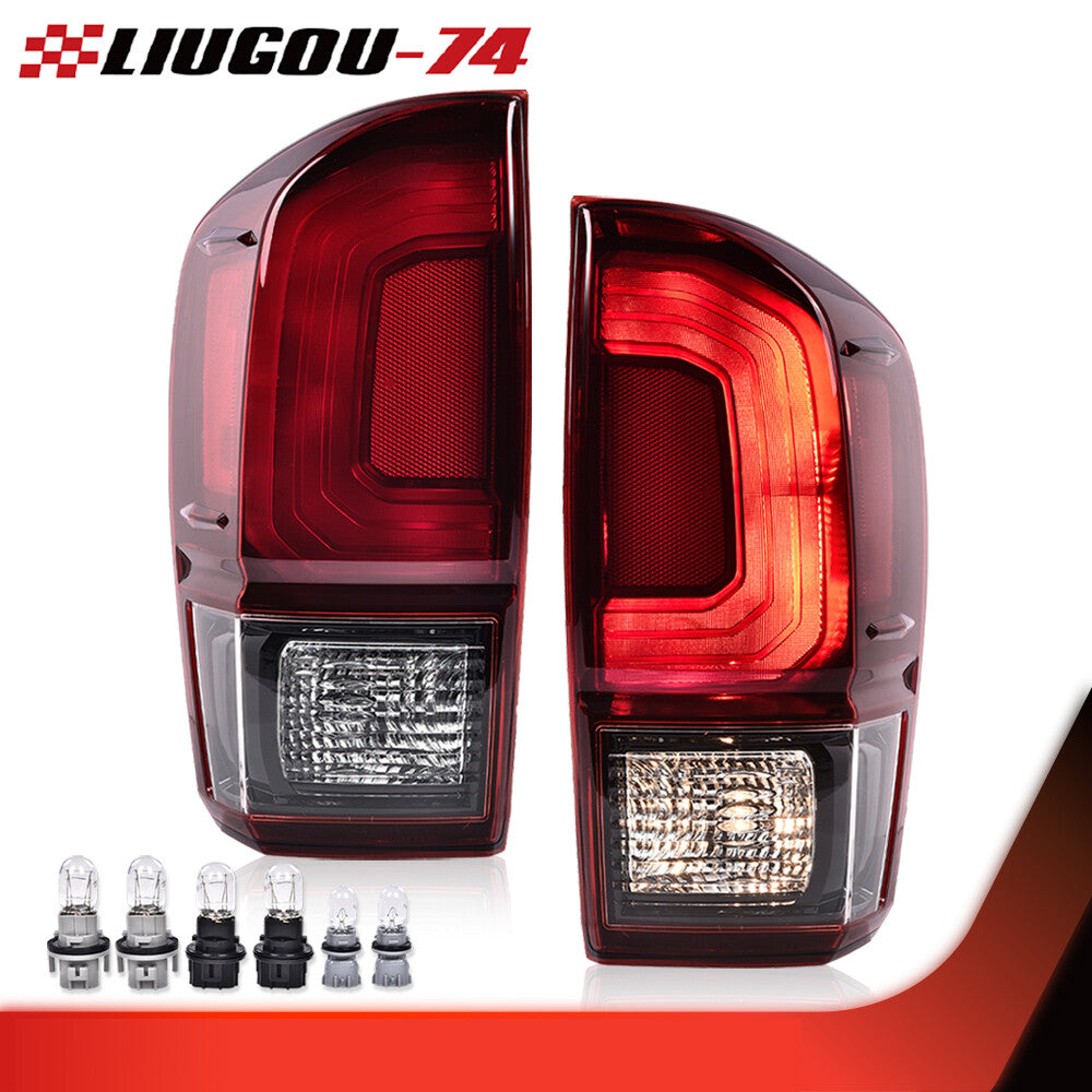 A pair of red taillights and brake lights suitable for the 2016-2022 Tacoma TRD style- v